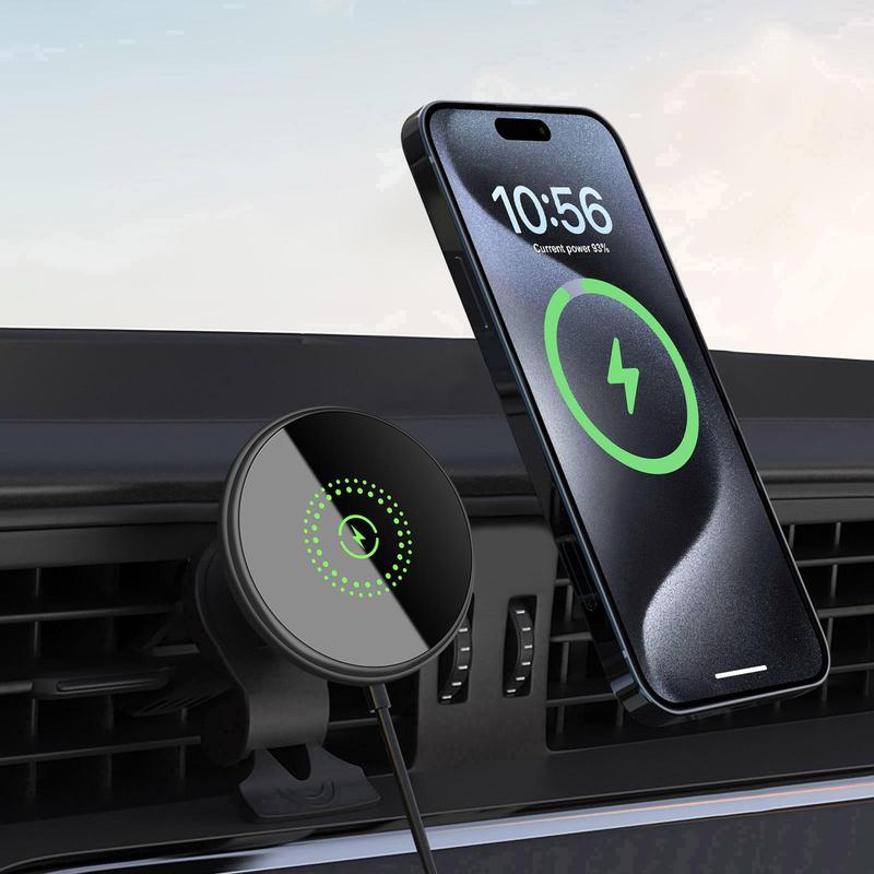 FDGAO 20W Magnetic Car Charger, Phone Wireless Charging Car Charger Holder with Charging Function, Wireless Car Charger for iPhone 16 15 14 13 12 Series, Car Accessories