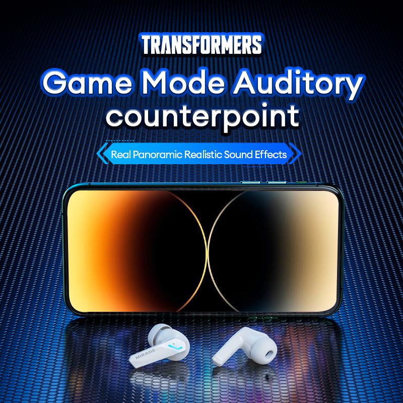 Transformers TF-T10 Optimus Wireless Earbuds Bluetooth 5.4 Headphones, Earbuds Noise Cancelling, Energy Saving, IPX5 Waterproof with Mic, Gaming Earbuds 60 Hrs Playtime, Compatible Android iOS Phone