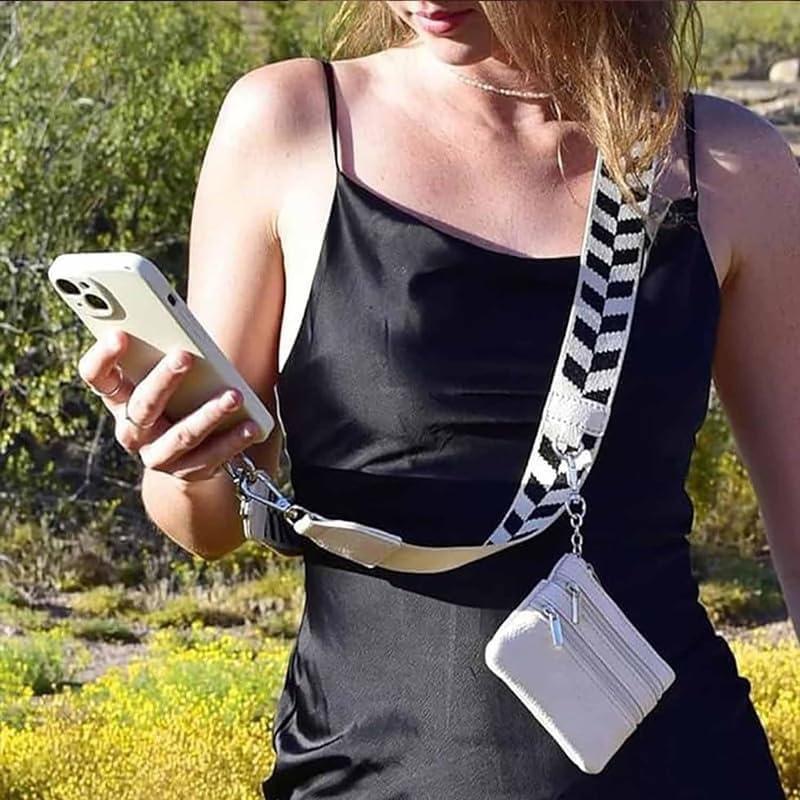 Phone Strap with Zippered Pouch, 2024 New Clip and Go Strap for Phone with Wallet Crossbody, Phone Strap with Wallet, Cross Body Phone String with Zipper Wallet Pouch, Phone Strap Crossbody (A)