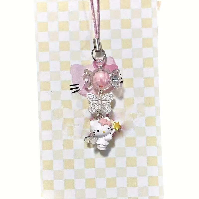 Kitty Cell Phone Rope Chain, Anime Pendant Bead Strand, Bracelet Dangle Phone Accessories