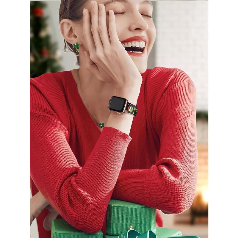 Watbro Christmas Watch Band Compatible with Apple Watch 38mm 40mm 41mm 42mm 44mm 45mm 49mm Women Men,Soft Silicone Cute Sport Strap Design for Apple Watch Ultra iWatch Series 8 7 6 5 4 3 2 1 SE Band Accessories Wearable