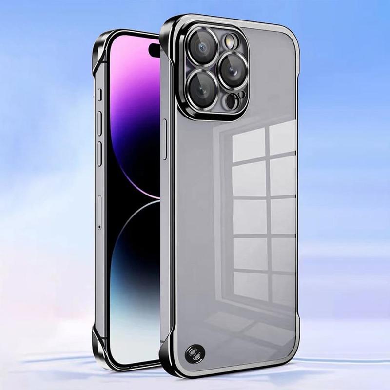 Frameless Electroplated Clear Smartphone Protective Case, 1 Count Handheld Shockproof Cellphone Cases, Phone Protector Cover for iPhone 11 12 13 14 15 Series, Phone Accessories