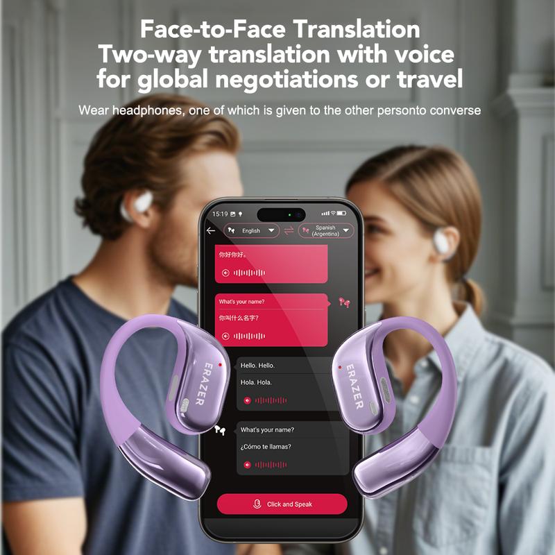 ERAZER X11 OWS AI Translation Wireless Bluetooth Earphones Support 135 Languages Real Time AI Translator Earbuds Support Playing Music Phone Calls Headphones & Meeting Summary Earbuds