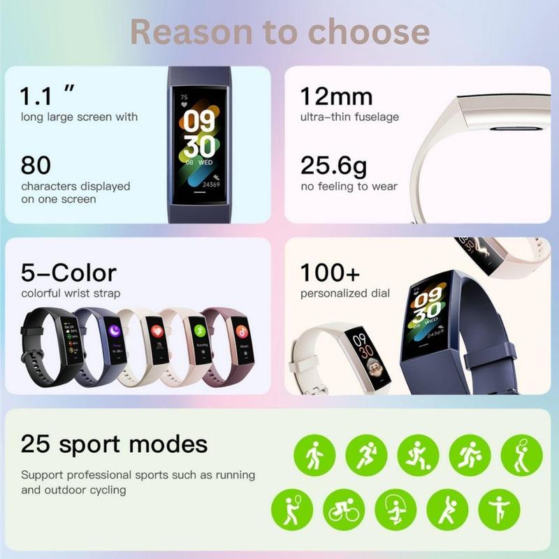 1.1 Inch Smart Watch, Fashionable Digital Watch with Heart Rate Monitoring & Sleep Tracking, Waterproof USB Charging Sports Watch for Women & Men