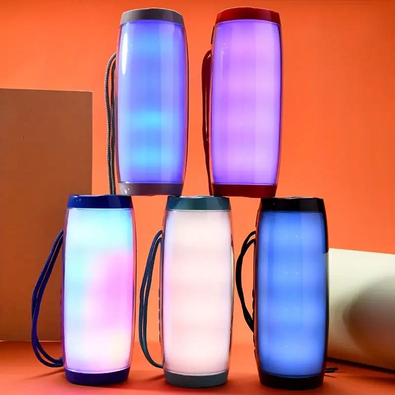 Portable Wireless Speaker With Colorful LED Light, Outdoor 3D Stereo Bass Luminous Speaker, TWS Stereo Subwoofer Rod Hands-Free Call FM TF Card U Disk, Connect Mobile Phone Tablet TV, wireless Portable Audio, Electronics Consumer Electronic,