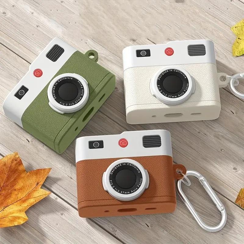 Cute Camera Design Silicone Earphone Case, Earphone Protective Cover, Earphone Protector Cover Compatible with AirPods