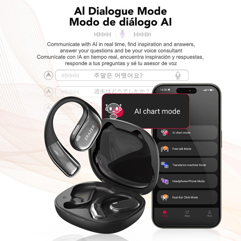 ERAZER X11 OWS AI Translation Wireless Bluetooth Earphones Support 135 Languages Real Time AI Translator Earbuds Support Playing Music Phone Calls Headphones & Meeting Summary Earbuds