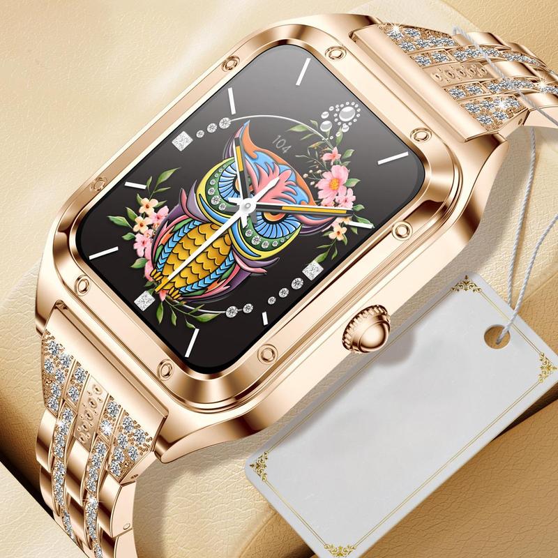 LIGE Fashion Rhinestone Decorated Smart Watch, Waterproof Digital Watch with Health Monitoring, Wireless Call Smart Watch, Sports Watch for Women