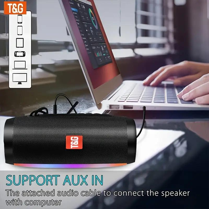 Portable Wireless Speaker With Colorful LED Light, Outdoor 3D Stereo Bass Luminous Speaker, TWS Stereo Subwoofer Rod Hands-Free Call FM TF Card U Disk, Connect Mobile Phone Tablet TV, wireless Portable Audio, Electronics Consumer Electronic,