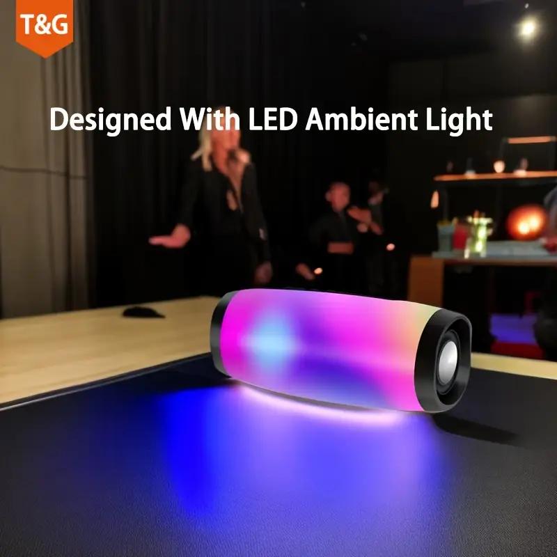 Portable Wireless Speaker With Colorful LED Light, Outdoor 3D Stereo Bass Luminous Speaker, TWS Stereo Subwoofer Rod Hands-Free Call FM TF Card U Disk, Connect Mobile Phone Tablet TV, wireless Portable Audio, Electronics Consumer Electronic,