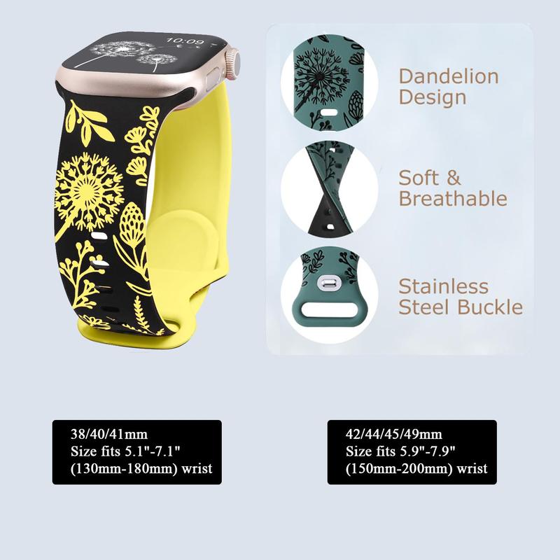 Floral Engraved Pattern Watch Band, 1 Count Soft Silicone Watch Band for Women, Wearable Accessories Compatible with Apple Watch Series 9 8 7 6 5 4 3 2 1 SE Ultra