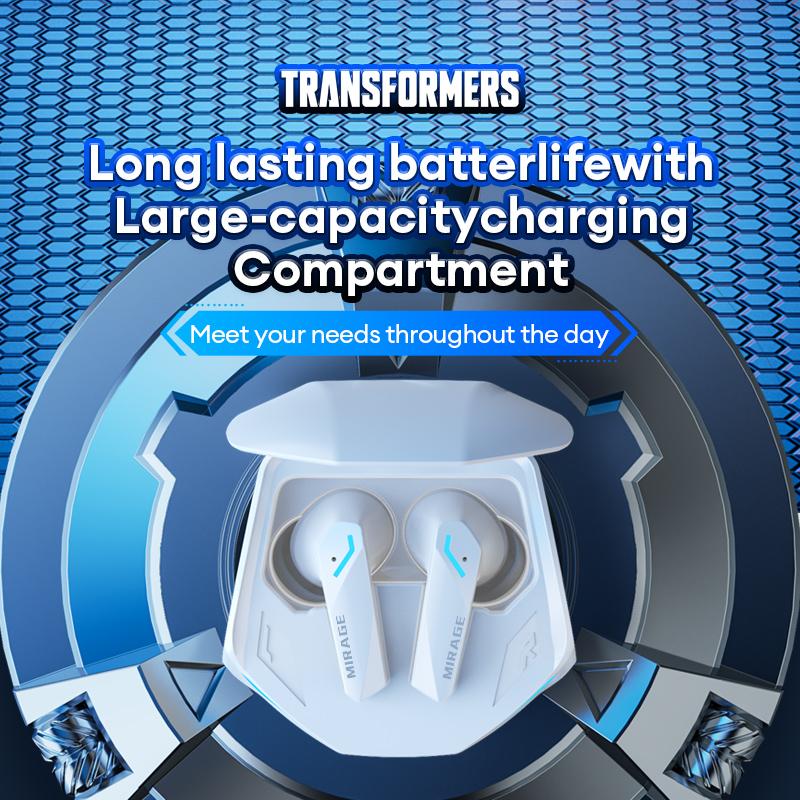 Transformers TF-T10 Optimus Wireless Earbuds Bluetooth 5.4 Headphones, Earbuds Noise Cancelling, Energy Saving, IPX5 Waterproof with Mic, Gaming Earbuds 60 Hrs Playtime, Compatible Android iOS Phone