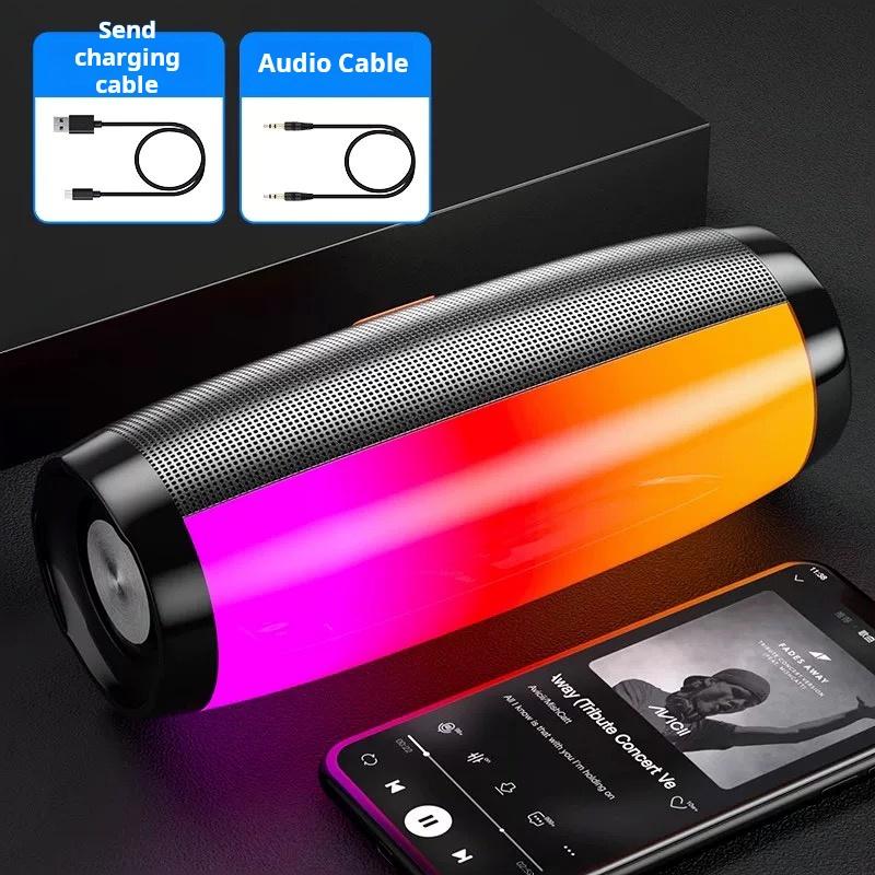 Portable Wireless Speaker With Colorful LED Light, Outdoor 3D Stereo Bass Luminous Speaker, TWS Stereo Subwoofer Rod Hands-Free Call FM TF Card U Disk, Connect Mobile Phone Tablet TV, wireless Portable Audio, Electronics Consumer Electronic,