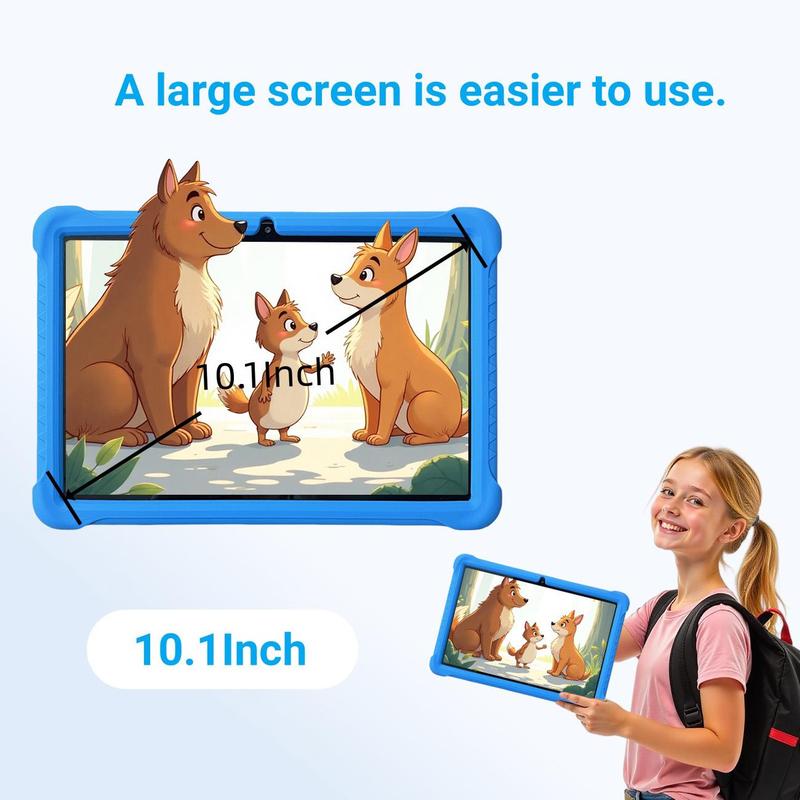 10.1 Inch Tablet for Daughter and Son, Android 12 3GB RAM 64GB ROM Tablet with Parental Control Function, 2.4G WiFi BT 1028x800 IPS Display Dual Camera Tablet