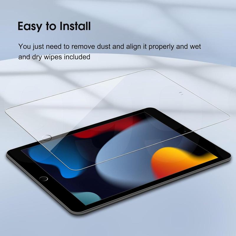 2 Pack Screen Protector for iPad 9th 8th 7th Generation (10.2 Inch, 2021 2020 2019), Anti-Scratch 9H Hardness Tempered Glass Film,  Pencil Compatible