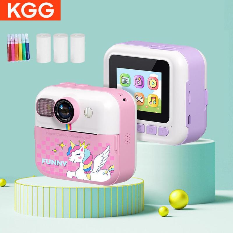 KGG Instant Print Camera, 1 Count LCD Screen Digital Camera with 32G TF Card & Photo Paper, Mini Thermal Printer Video Educational Toy Gift