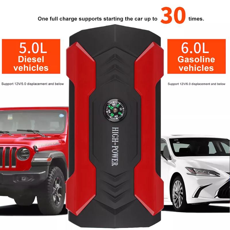 99800mAh Portable Power Station - Car Starter Battery Charger with Flashlight, Compass, and Emergency Power for Mobile Phones, Cars, Motorcycles, Yachts, and Outdoor Activities - Durable and Water-Resistant Design for Reliable Charging on-the-go