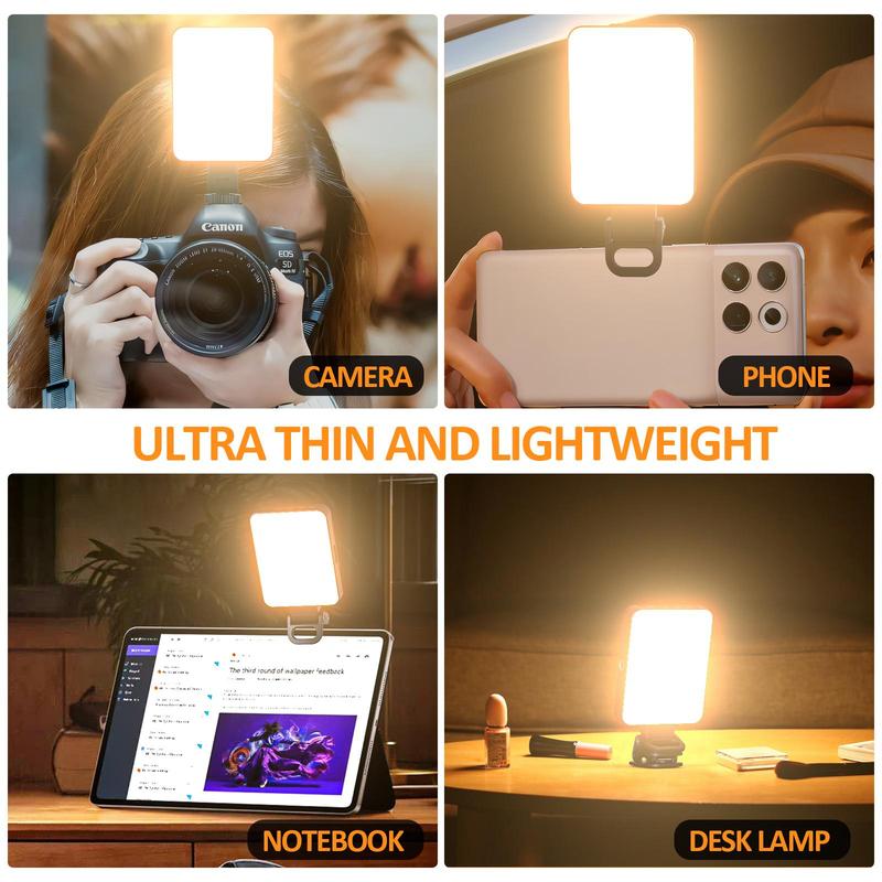 Portable Selfie Light, USB Rechargeable LED Video Light with Front & Rear Clip, Clip-on Selfie Light for Phone, iPad, Laptop, Makeup, Live, Vlog