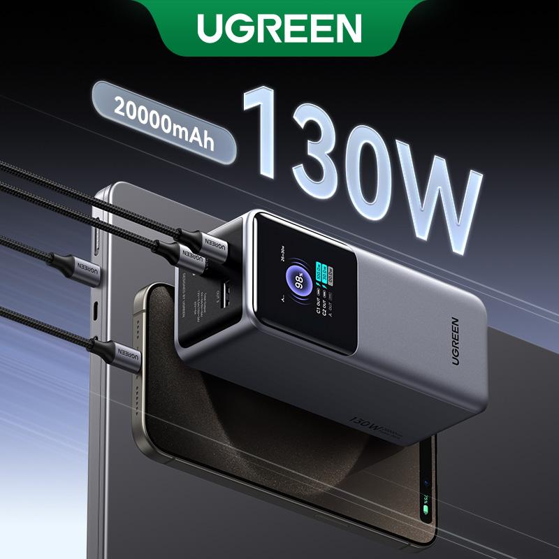 UGREEN Battery 25000mAh 200W, 20000mAh 130W, 12000mAh 100W Fast Charging Powerbank PD Super Fast Charging For iPhone 16 Macbook Air Pro Lenovo Laptop, with LED Display Screen, Chargeable Smartphone Accessories--Black Friday