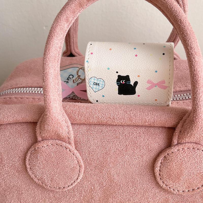 Cute Cat Pattern Earphone Case with Acrylic Tag, PU Leather Flip Earphone Bag, Earphones Protective Case for AirPods Pro2 Pro 3 2