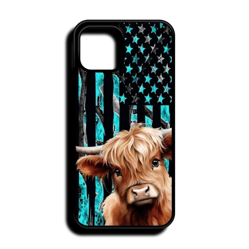 Highland Cow Flag Phone Case - Shockproof Protection for iPhone 16 15, 14, 13, 12, 11, X XS, XR, 8, 7, Pro, Plus, and Pro Max - Accessories