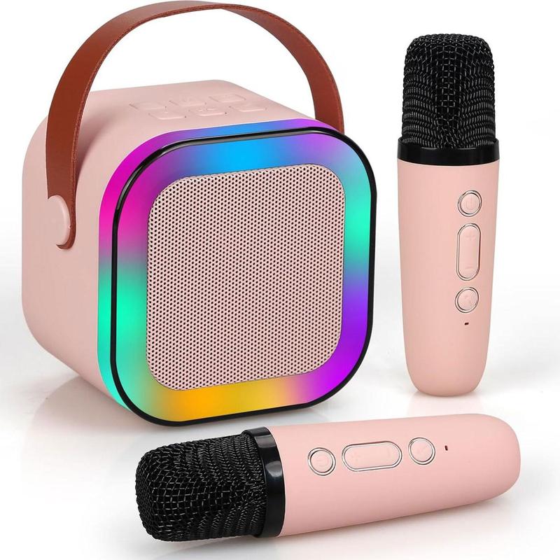 Fall portable wireless karaoke speaker with microphone, hifi stereo sound subwoofers, KTV speaker subwoofer with RGB colorful LED lights, karaoke machine sound system for outdoor sports travel, audio device, room accessories