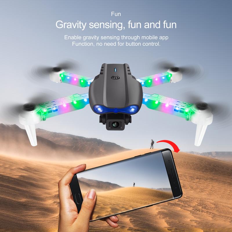 Mini Drone with Camera for KIds - 1080P HD FPV RC Quadcopter with 90° Adjustable Lens, Coloeful LED Lights, Gestures Selfie, One Key Start, 360° Flips,Toys Gifts RC Drone for Boys Girls Black