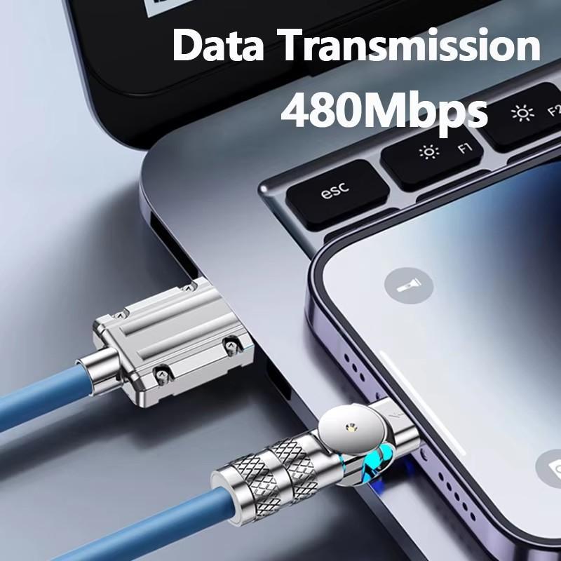 100W 6A USB Type C Elbow 180° Rotate Fast Charging Cable, USB C Data Cable, Charger Cable for iPhone 15 16 Pro Max Samsung S23 Xiaomi Huawei OPPO VIVO