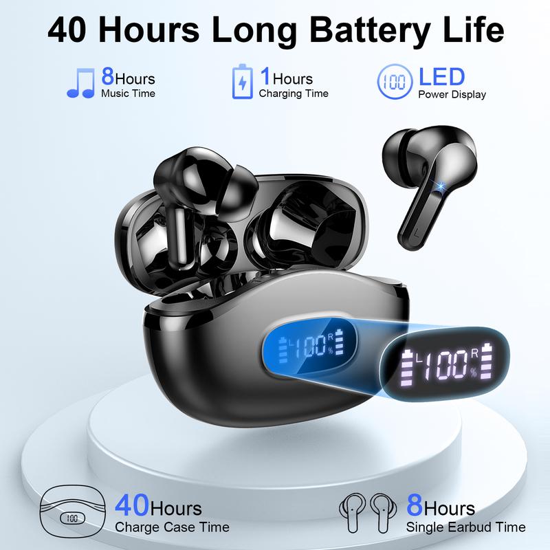 [Christmas Sale] 2024 Wireless Bluetooth 5.3 Smart Earbuds with Noise-Canceling Microphone for Sports Men and Women with Stereo Bass and 40 Hours of Standby Time