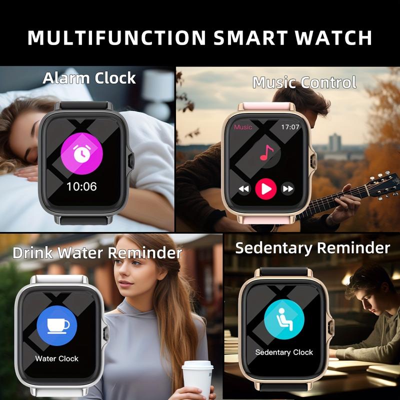 Waterproof Smart Watch, 1.83-Inch Full Touch Screen Display, with Messages, Answering Calls, Smart Watch, Sleep Monitoring, Sports Pedometer, Information Reminder, Suitable for iPhone Android Phones, Smart Bracelet, women's Men's Fitness Watch, Friend Gif