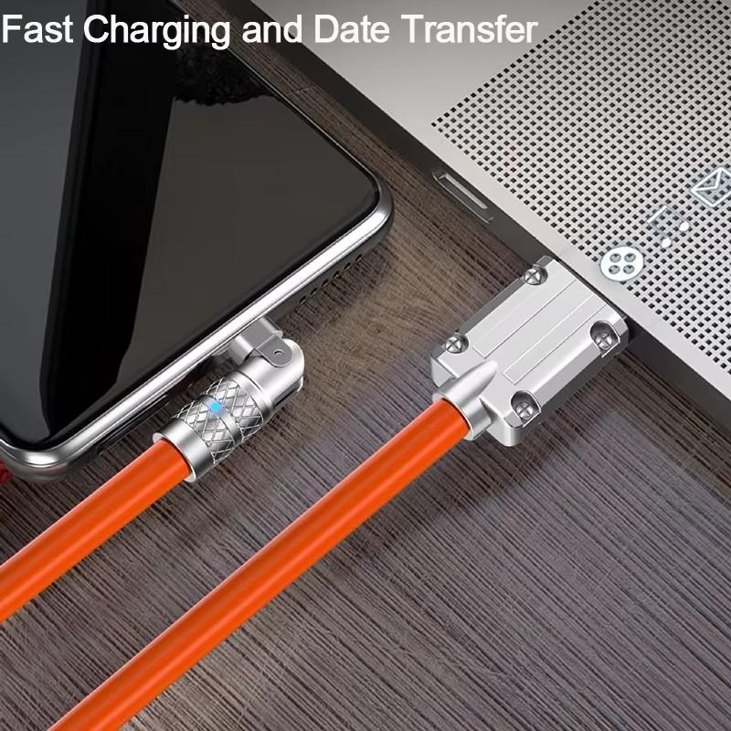 100W 6A USB Type C Elbow 180° Rotate Fast Charging Cable, USB C Data Cable, Charger Cable for iPhone 15 16 Pro Max Samsung S23 Xiaomi Huawei OPPO VIVO