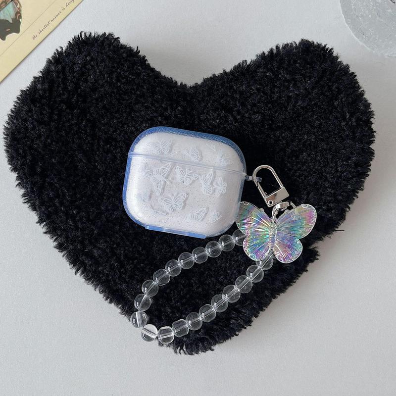 Cute Butterfly Pattern Earphone Case with Keychain, 1 Count Creative Design Earphone Case for AirPods 1 2 3 Pro 2, Earphone Accessories