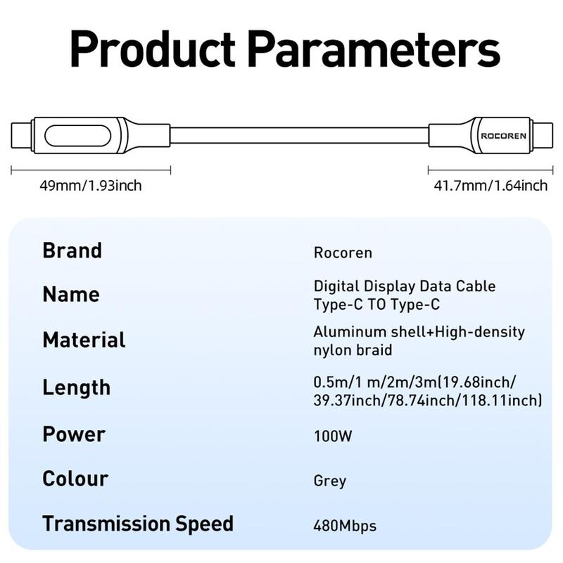 100W USB C To Type C Cable, USB PD 3.0 Fast Charging Charger Cable With LED Display Wire Cord, Universal USB-C 5A TypeC USBC Cable For Macbook Pro Air Laptop