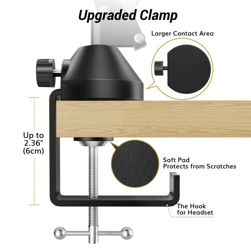 TONOR T10 Microphone Boom Arm with Extra-large Pop Filter for Various Microphones Accessories