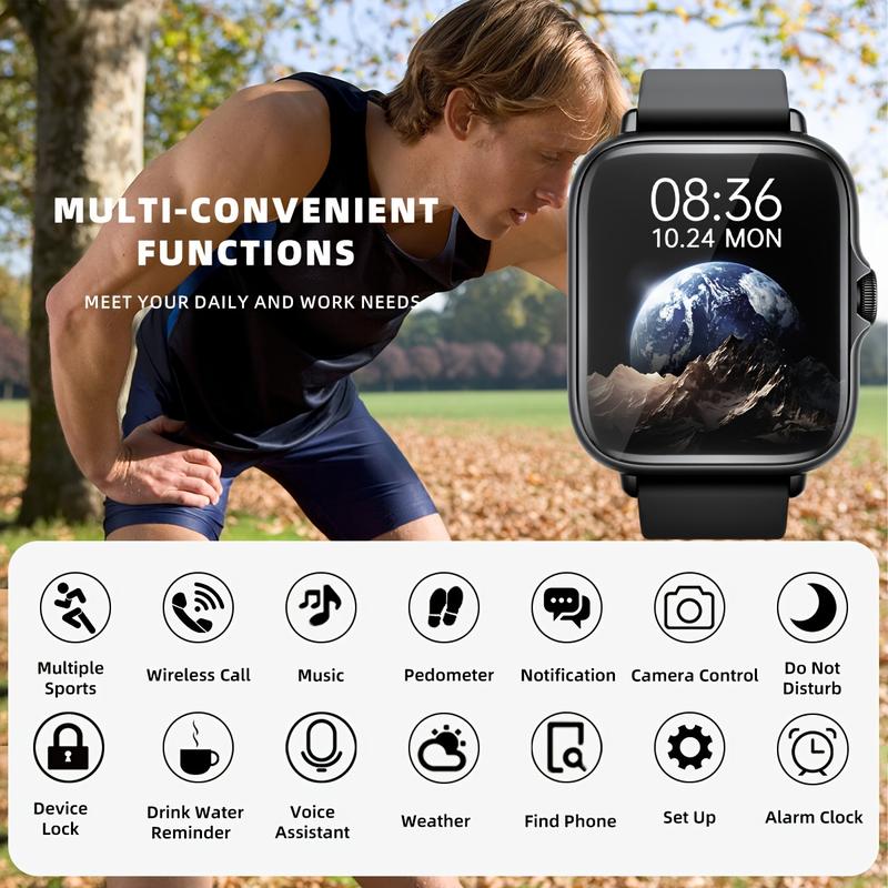 Waterproof Smart Watch, 1.83-Inch Full Touch Screen Display, with Messages, Answering Calls, Smart Watch, Sleep Monitoring, Sports Pedometer, Information Reminder, Suitable for iPhone Android Phones, Smart Bracelet, women's Men's Fitness Watch, Friend Gif