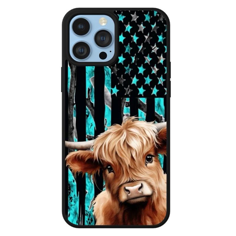 Highland Cow Flag Phone Case - Shockproof Protection for iPhone 16 15, 14, 13, 12, 11, X XS, XR, 8, 7, Pro, Plus, and Pro Max - Accessories