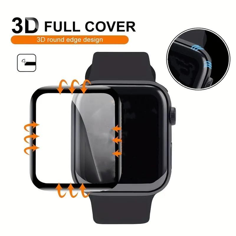 4-in-1 HD Glass Smart Watch Screen Protector Set, 1 Set Including 4 Smart Watch Screen Protectors with 2 Gift Accessories Compatible with Apple Watch