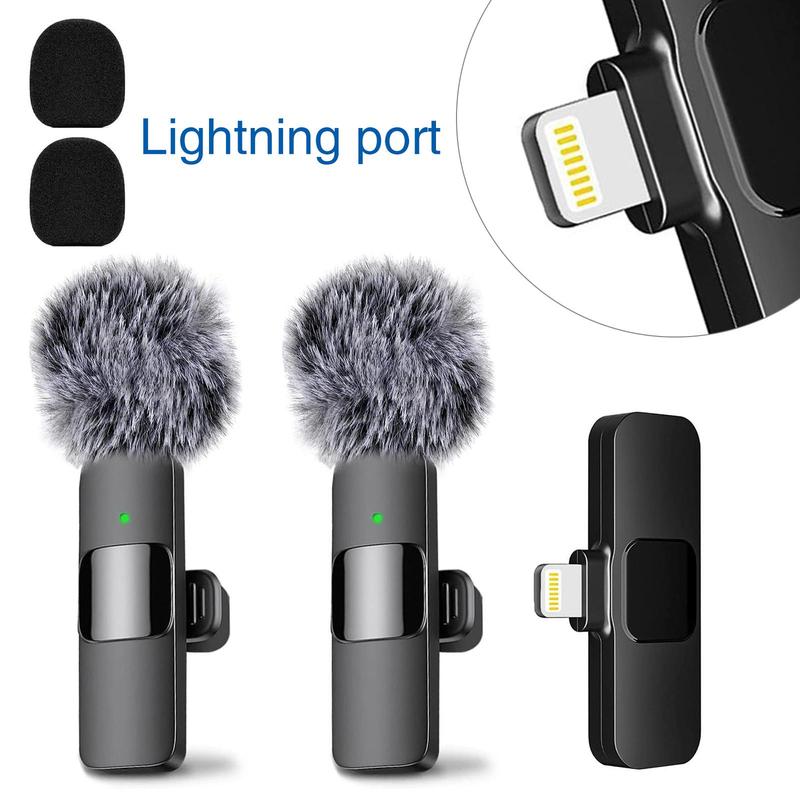 2 Pcs Mini Professional Wireless Lavalier Microphones for iPhone, Android, iPad - Mini Wireless Clip-on Microphones Crystal Clear Sound Quality for Recording, Live Streaming,Vlog, christmas gift ideas Black Friday Deals tiktok shop store