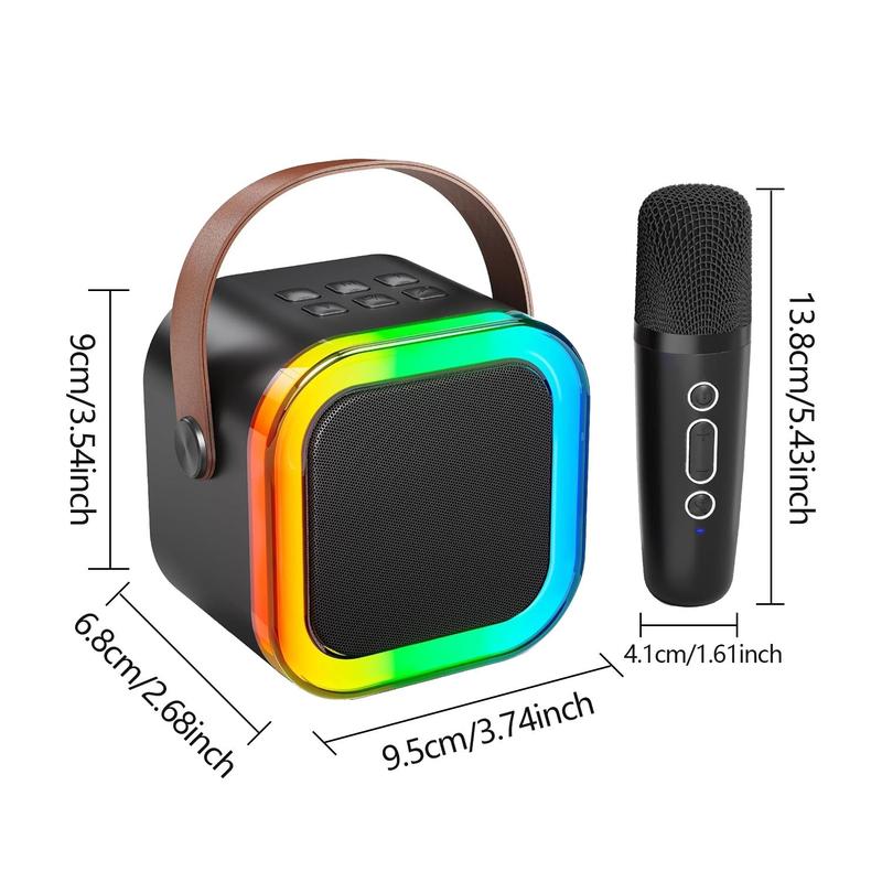 Fall portable wireless karaoke speaker with microphone, hifi stereo sound subwoofers, KTV speaker subwoofer with RGB colorful LED lights, karaoke machine sound system for outdoor sports travel, audio device, room accessories