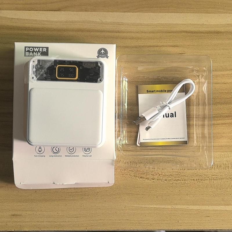 10000mAh Portable Power Bank, Mini Power Bank with 4 Built-in Cable, Portable Charger for iPhone 15 14 13 Samsung Android