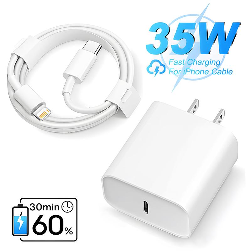 35W PD Fast Charger With 6FT USB C to iOS Cable for iPhone, Super Fast USB C Charger for iPhone 14 Pro Max 13 Pro 12 11 X XS 8 7 6 Fast Charging Charger Cable Set Cellphone Devices