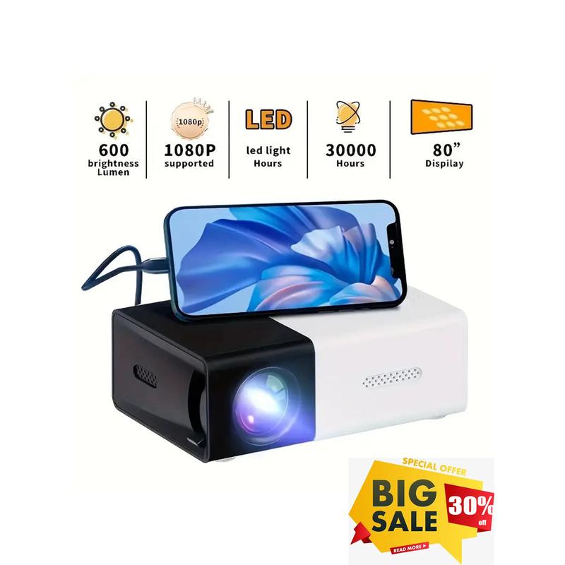 HD Projector, Portable Outdoor Mini Movie Projector, Compatible With USB, AV, TV Box, Laptop, Android IOS, Memory SD Card - Enhance Your Movie, TV And Game Experience For Office School Conference