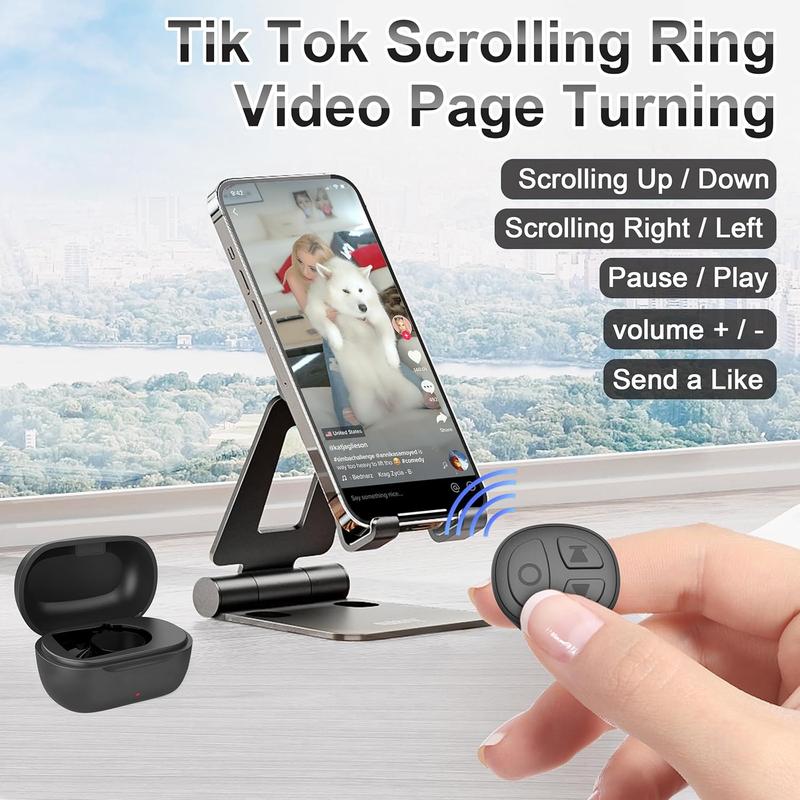 TikTok Scrolling Ring Bluetooth Camera Remote Control Scroller Ring Auto Clicker for Live TIK Tok Scrolling Ring for iPhone Android Selfie Button