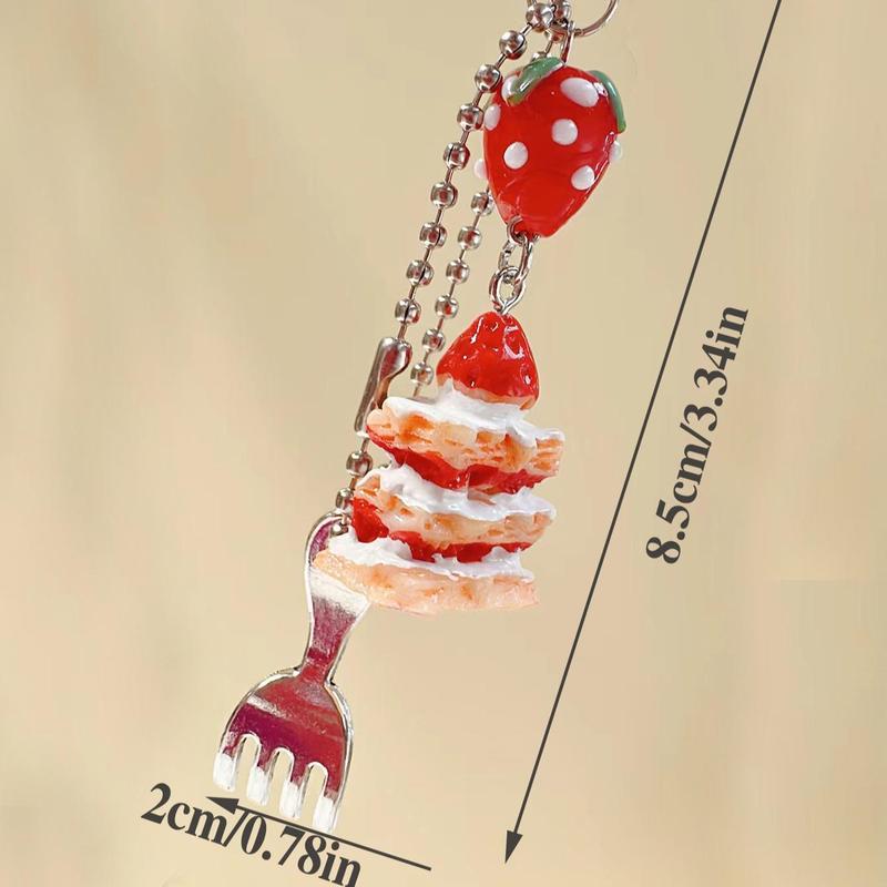 Strawberry Cake Design Phone Chain, Cute Phone Lanyard, Phone Strap for Women & Girls, Fashion Phone Accessories for Daily Use