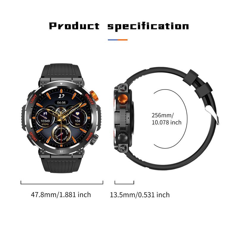 Men's Military Smartwatch with LED Light, Summer Tactical Smart Watches Fitness Tracker Wristwatch, Sport Smartwatch, Wearable Devices for iPhone Android, Smart Watch for Men