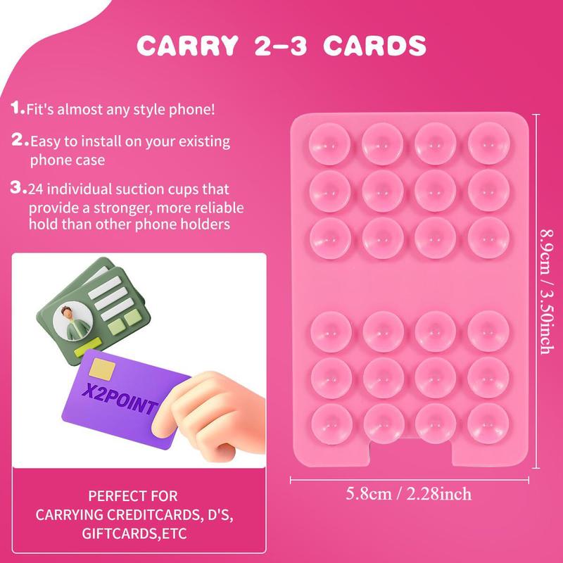 Suction Cup Phone Holder with Card Bag, Solid Color Phone Card Holder, Self-adhesive Phone Back Holder, Phone Accessories