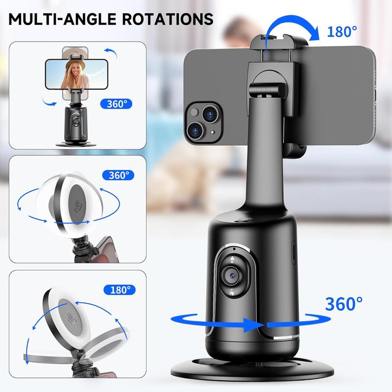 AI Tracking Phone Gimbal Stabilizer Tripod for iPhone, 360° Rotatable Auto Face Tracking Gimbal Stabilizer Tripod, Anti-shaking Phone Stabilizer, Vlogging Equipment for Phone