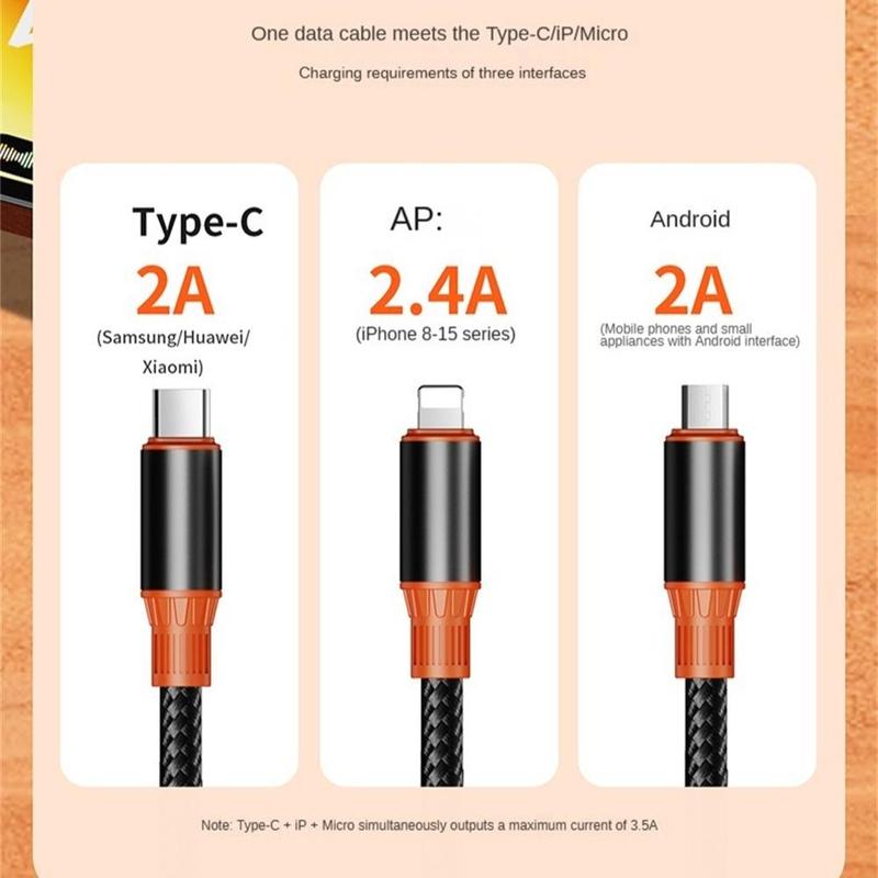 4-In-1 Data Cable, 100W Charging Cable with Data Transmission Function, Multifunctional Data Cable for Samsung Xiaomi Huawei iPhone