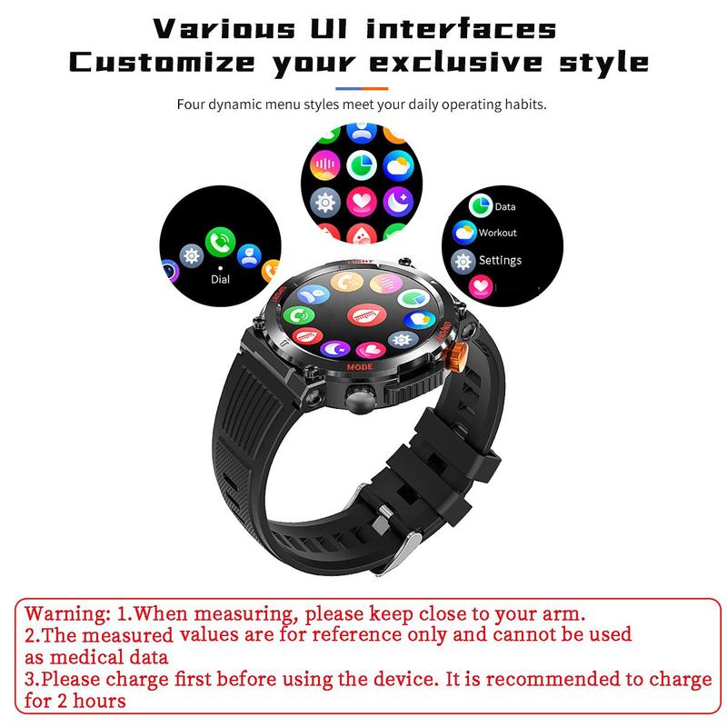 Men's Military Smartwatch with LED Light, Summer Tactical Smart Watches Fitness Tracker Wristwatch, Sport Smartwatch, Wearable Devices for iPhone Android, Smart Watch for Men