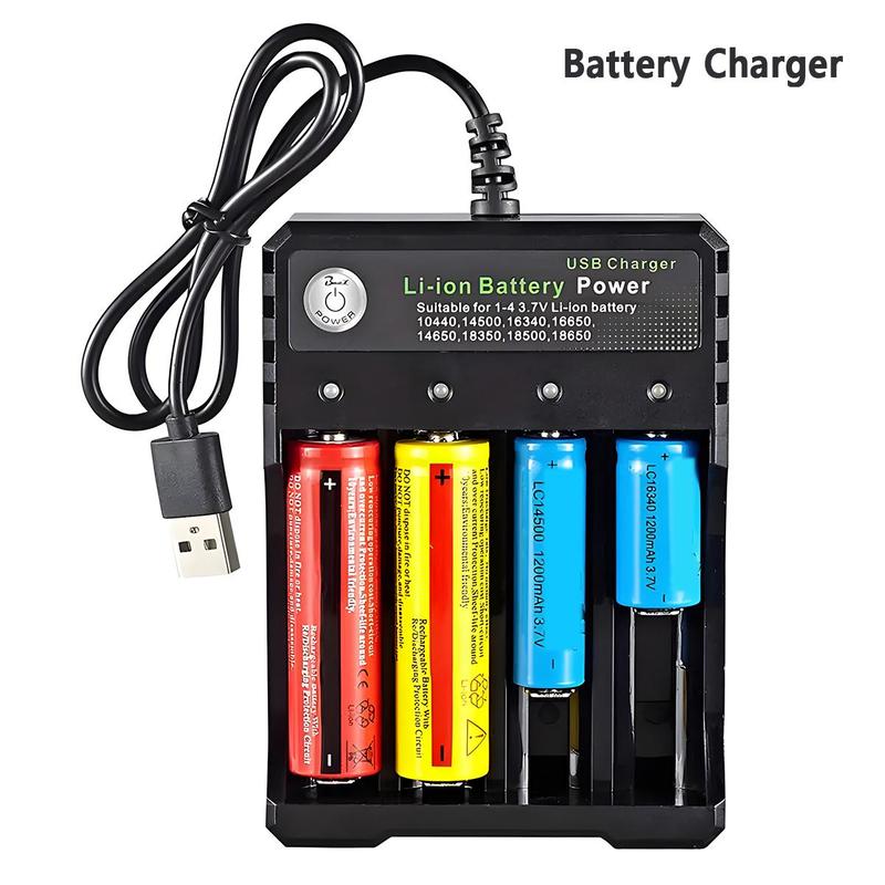 4-slot Battery Charger, USB Powered Battery Chargers, Independent Charging Battery Charger for 10440 14500 14650 16340 16650 18350 18500 18650 Battery